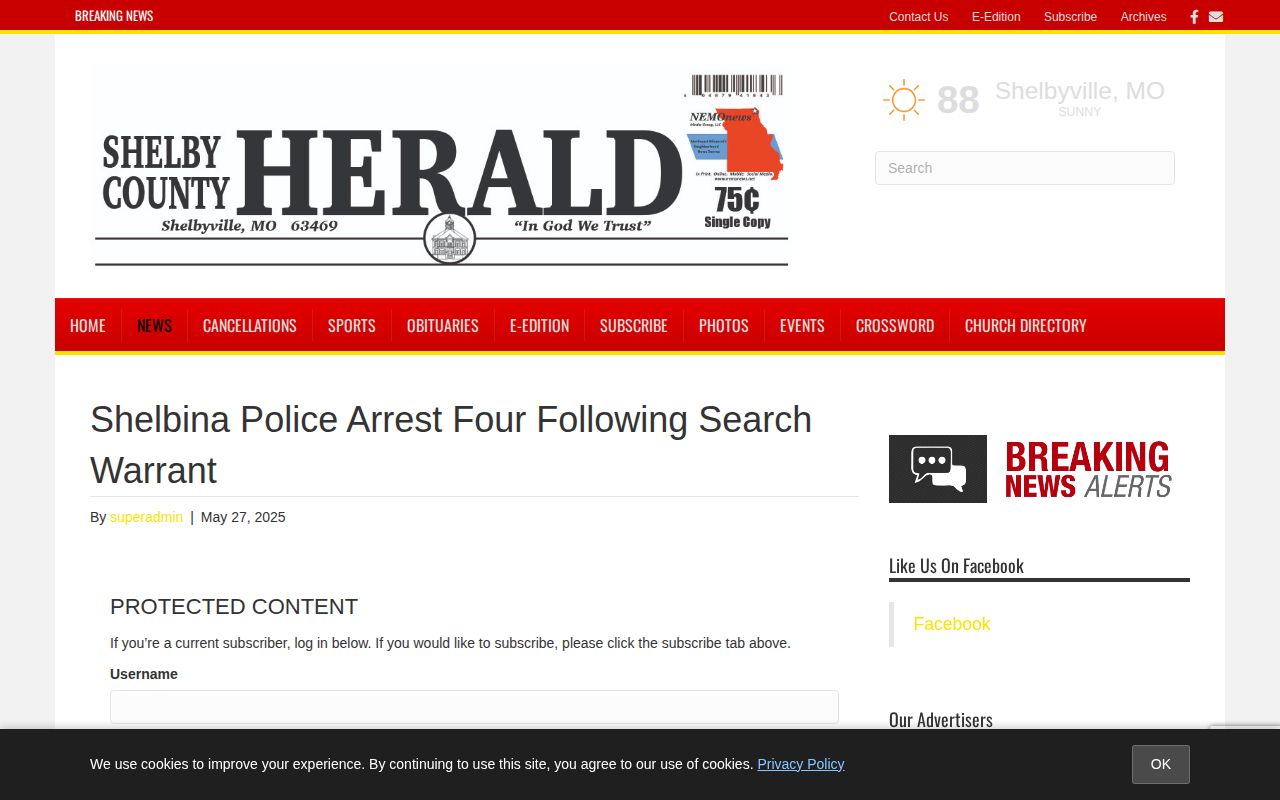 Shelby County Herald arrest news source for Shelby County record context